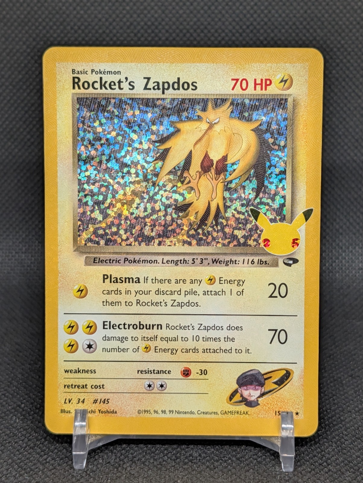 Rocket's Zapdos 15/132 Holo Rare Pokemon  Celebrations 25th Anniversary