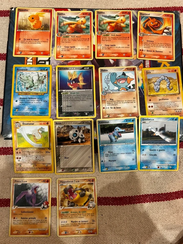 Lot 14 cartes Pokémon vintage 1999-2009 VF – Wizards, EX, DP – Onix, Ossatueur, Galifeu