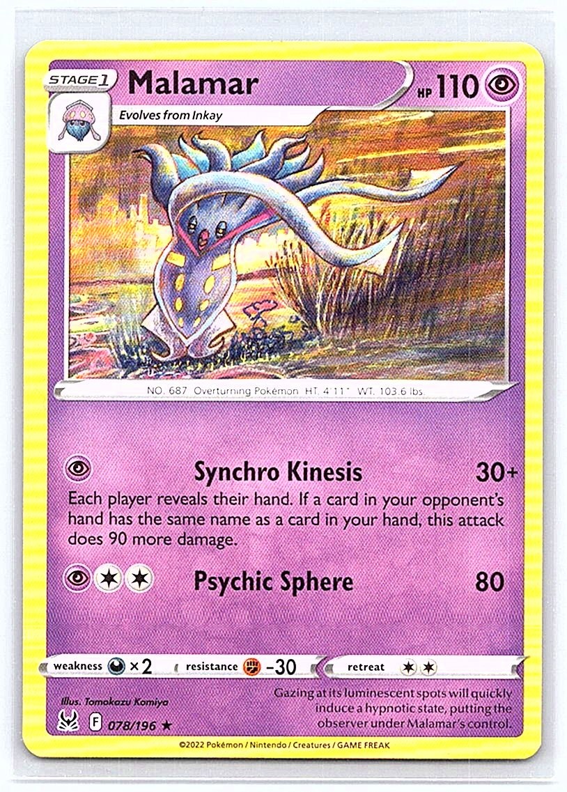 CARTA POKEMON TCG MALAMAR 078/196 ORIGINE PERDUTA