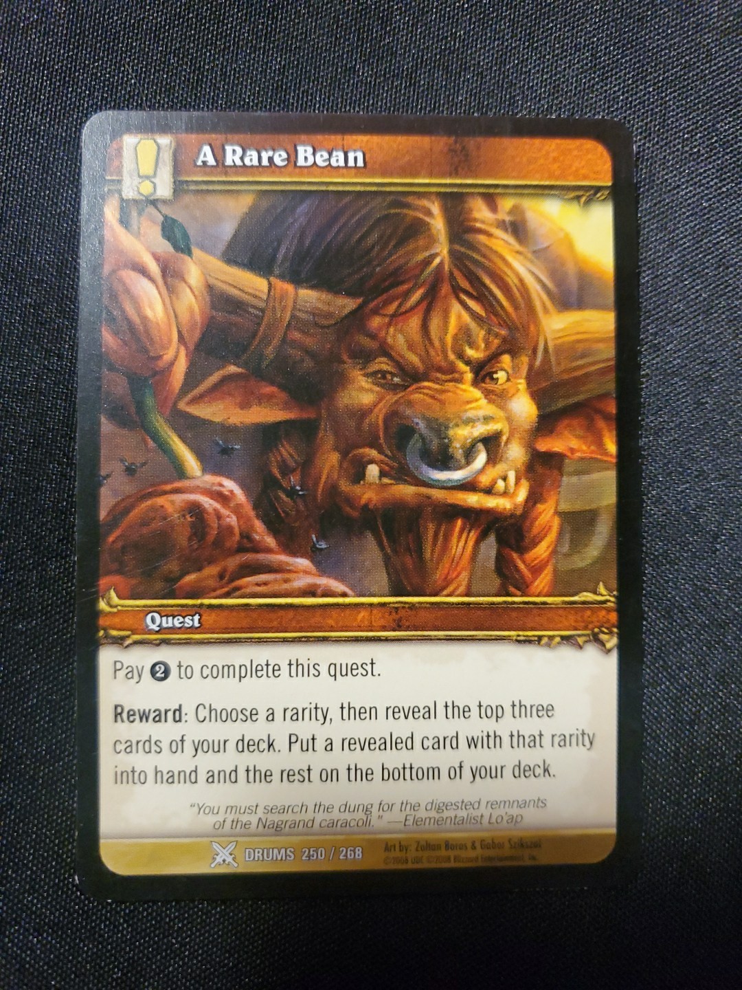 A Rare Bean Drums 250 / 268 Zoltan Boras 2008 World of Warcraft CCG TCG LP'