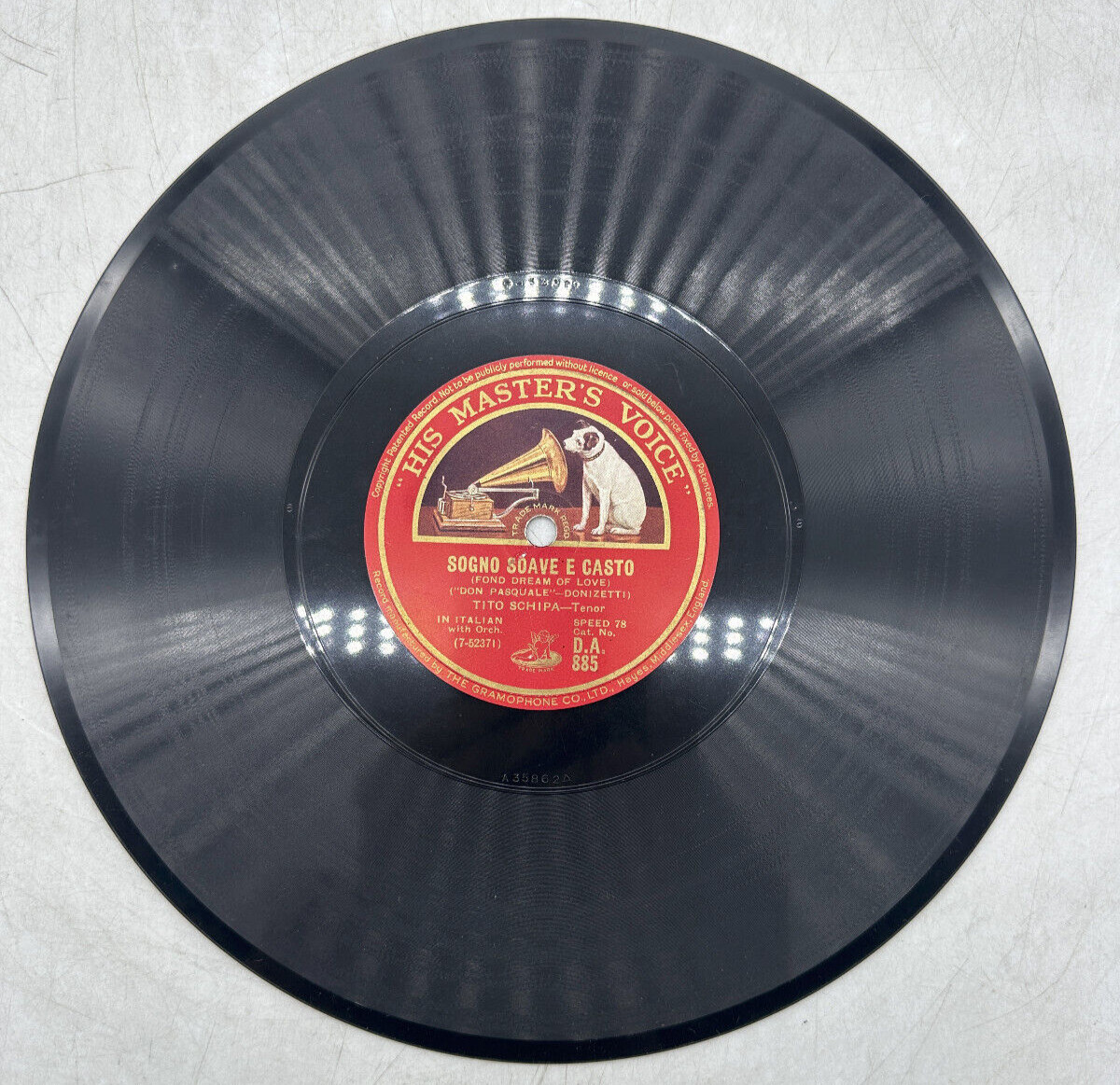 Tito Schipa Questo O Quella / Sogno Soave E Casto His Master's Voice D.A.885 EX-