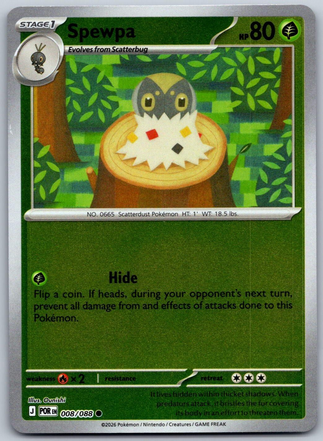 Spewpa 008/088 Pokemon Ordine Perfetto Comune Reverse Holo Near Mint