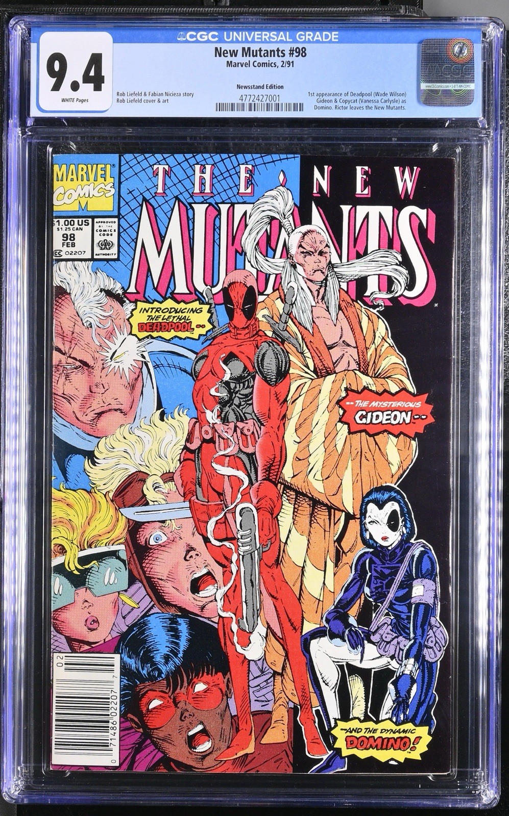 New Mutants #98 Edicola 1991 CGC 9.4 Pagine Bianche 1° Apparizione di Deadpool