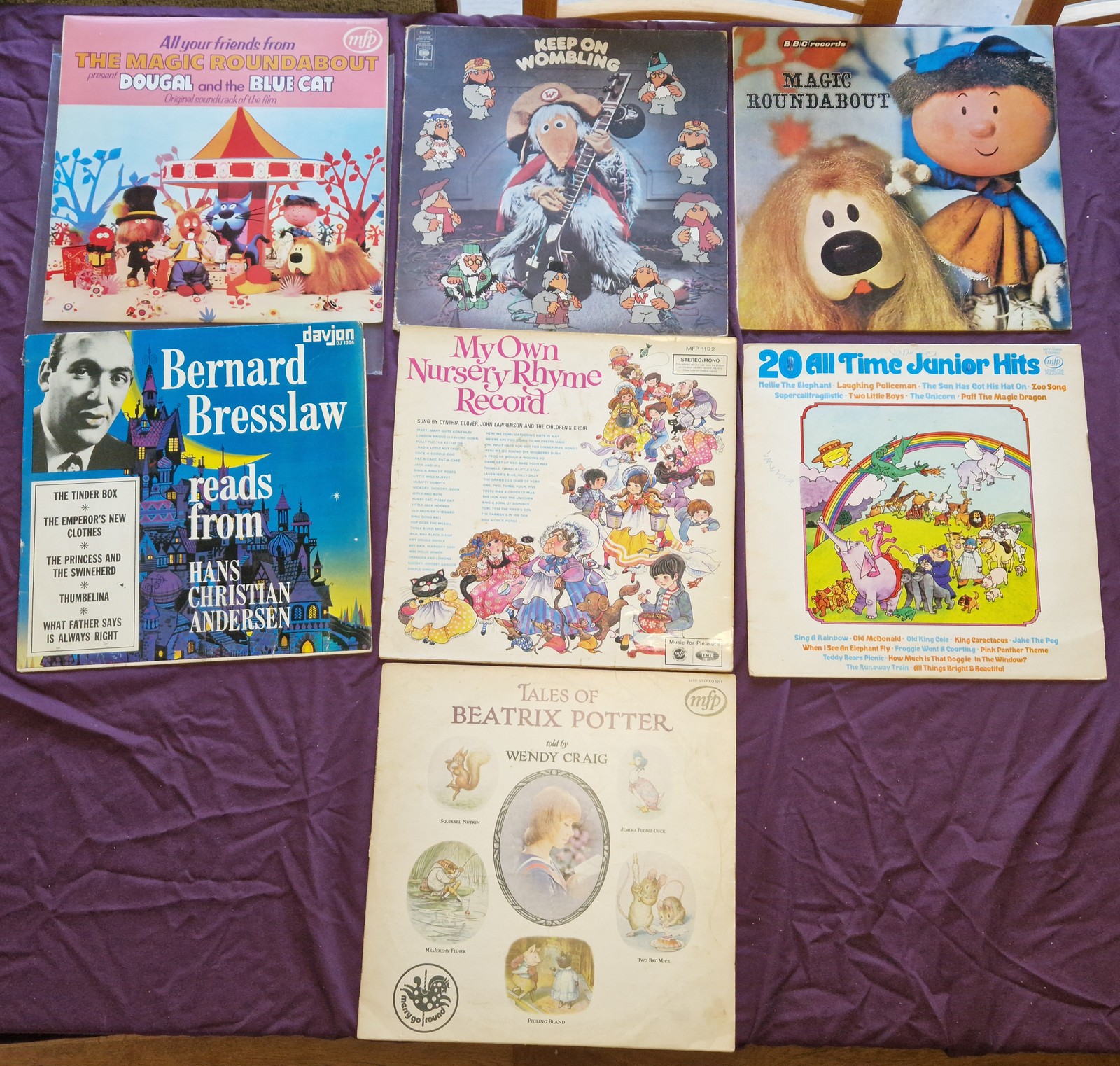 Children's | Job Lot | 7 x LP | Magic Roundabout Wombles | Nursery | EST £31