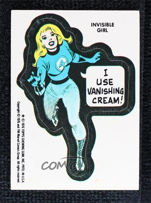 1976 Topps Marvel Comic Book Heroes Invisible Girl (Blank Back) 0in6