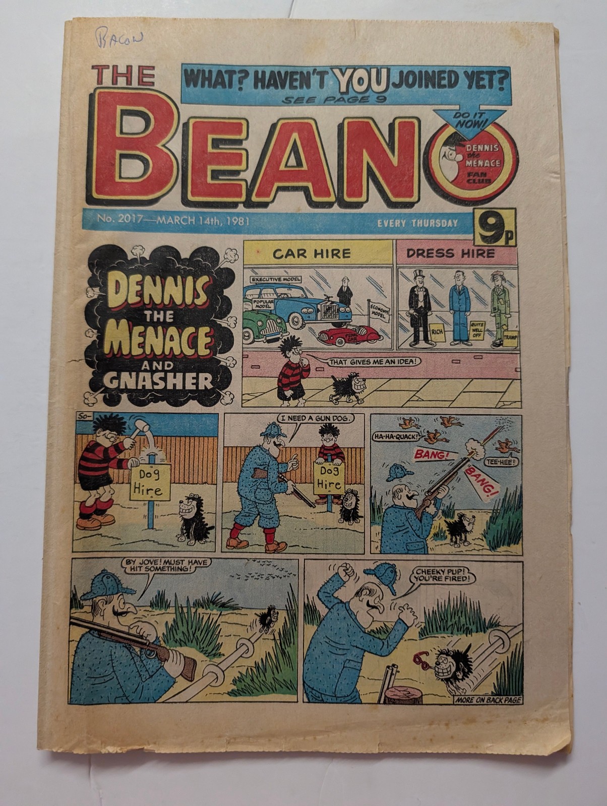 Beano Comic No 2017, March 14th 1981.