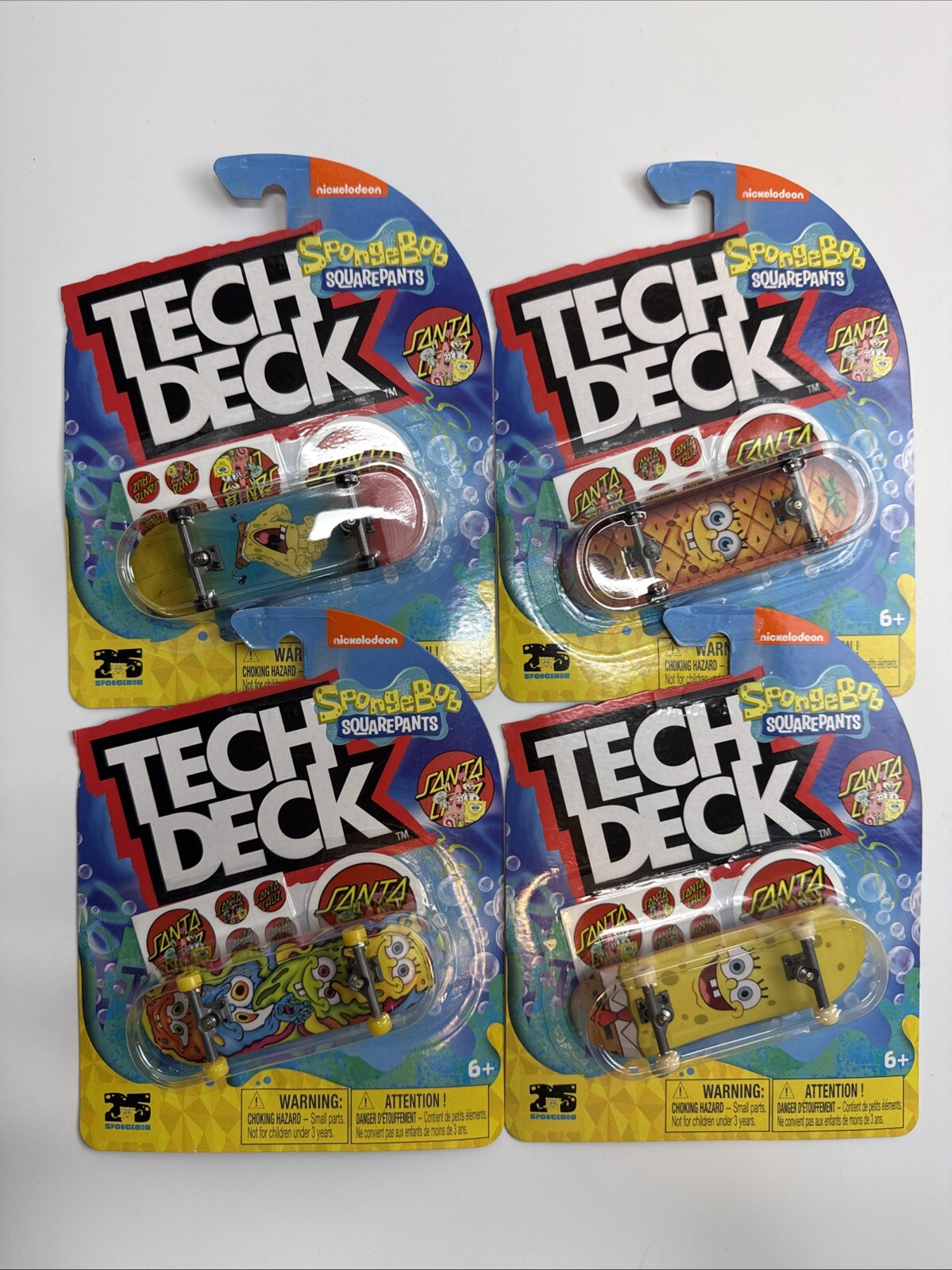 Tech Deck Spongebob Squarepants Santa Cruz Tavole Set di 4 Nickelodeon