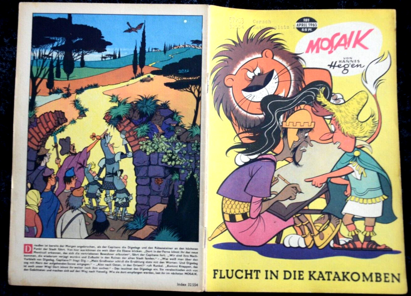 Originale MOSAIK Hannes Hegen Nr. 101 Fuga Nelle Catacombe DDR 1964