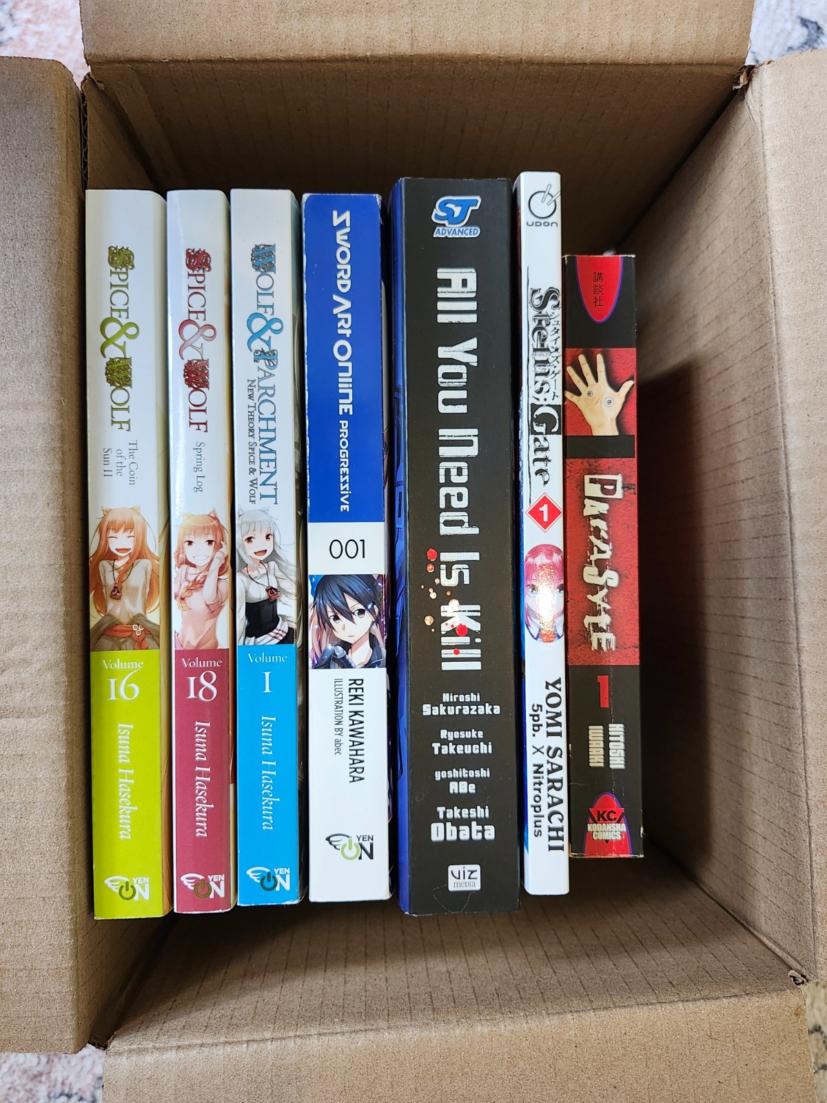 Lotto manga inglesi misti - S&W, SAO, All You Need Is Kill, Steins;Gate, Parasyte