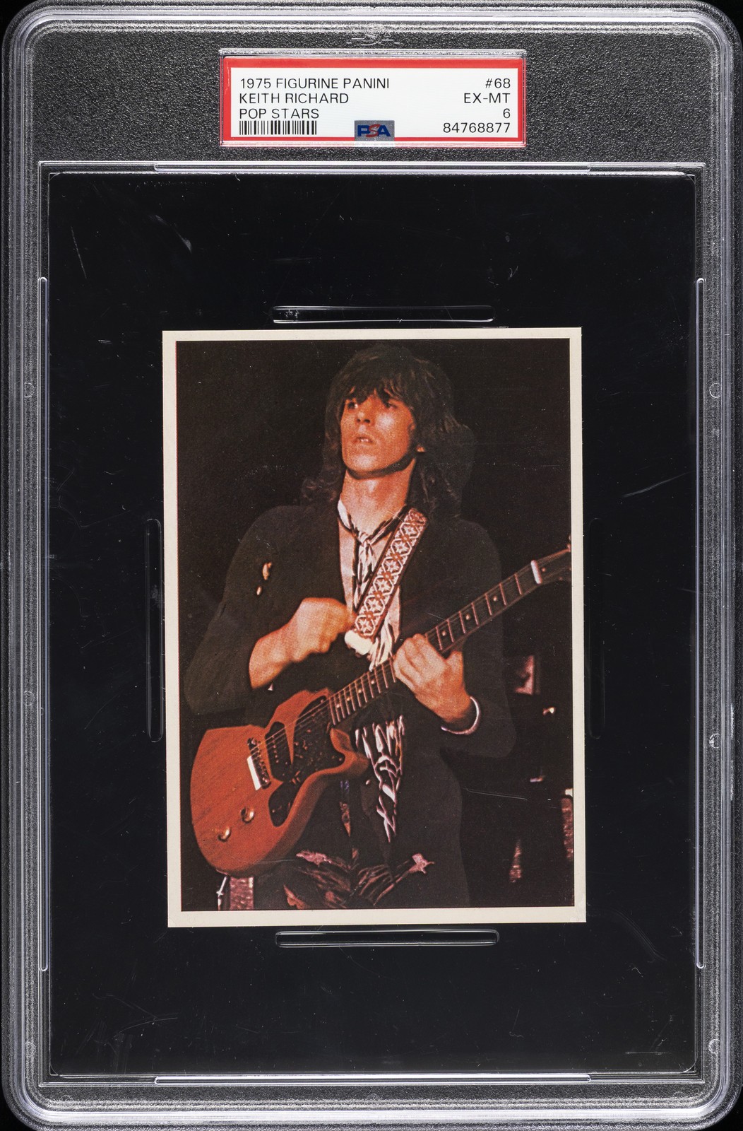 1975 FIGURINA PANINI POP STARS #68 KEITH RICHARD PSA 6