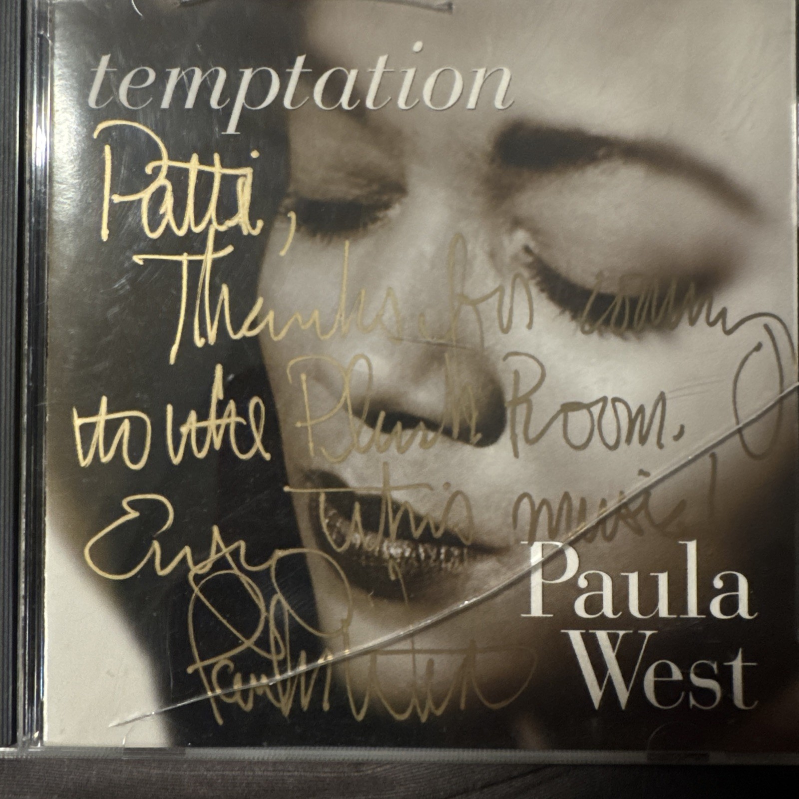 PAULA WEST : TEMPTATION (CD) DISC + CVR ART + AUTOGRAPHED  - GOOD
