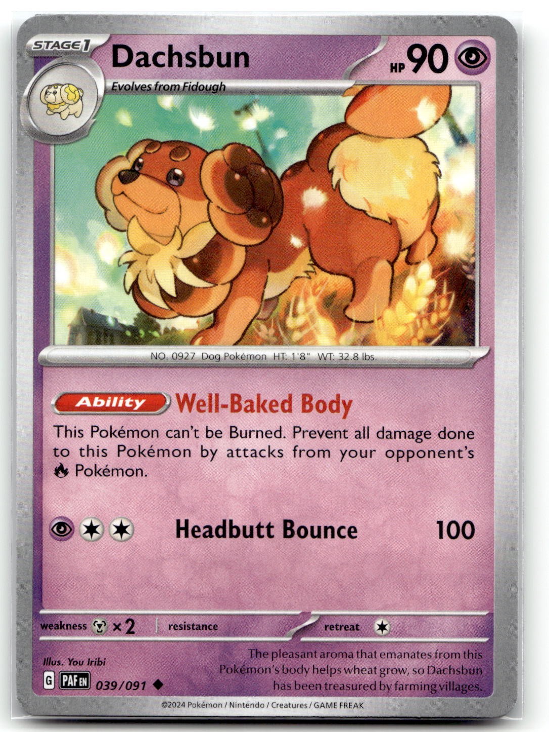 Dachsbun 039/091 SV: Paldean Fates Pokemon non comune TCG NM