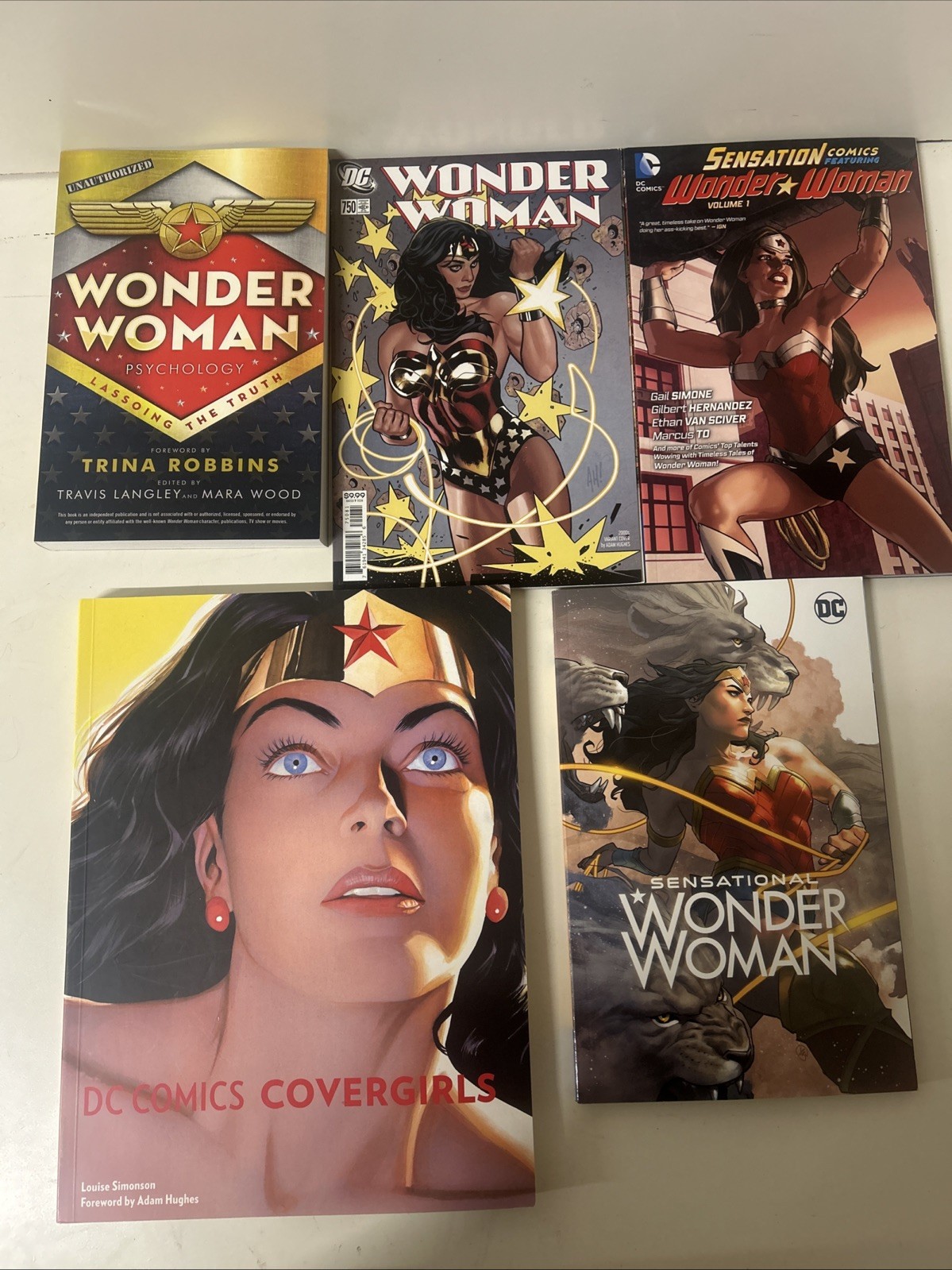 Lot Of 5 Wonder Woman Comics And Books dC 750 Sensation Comics Covergirls