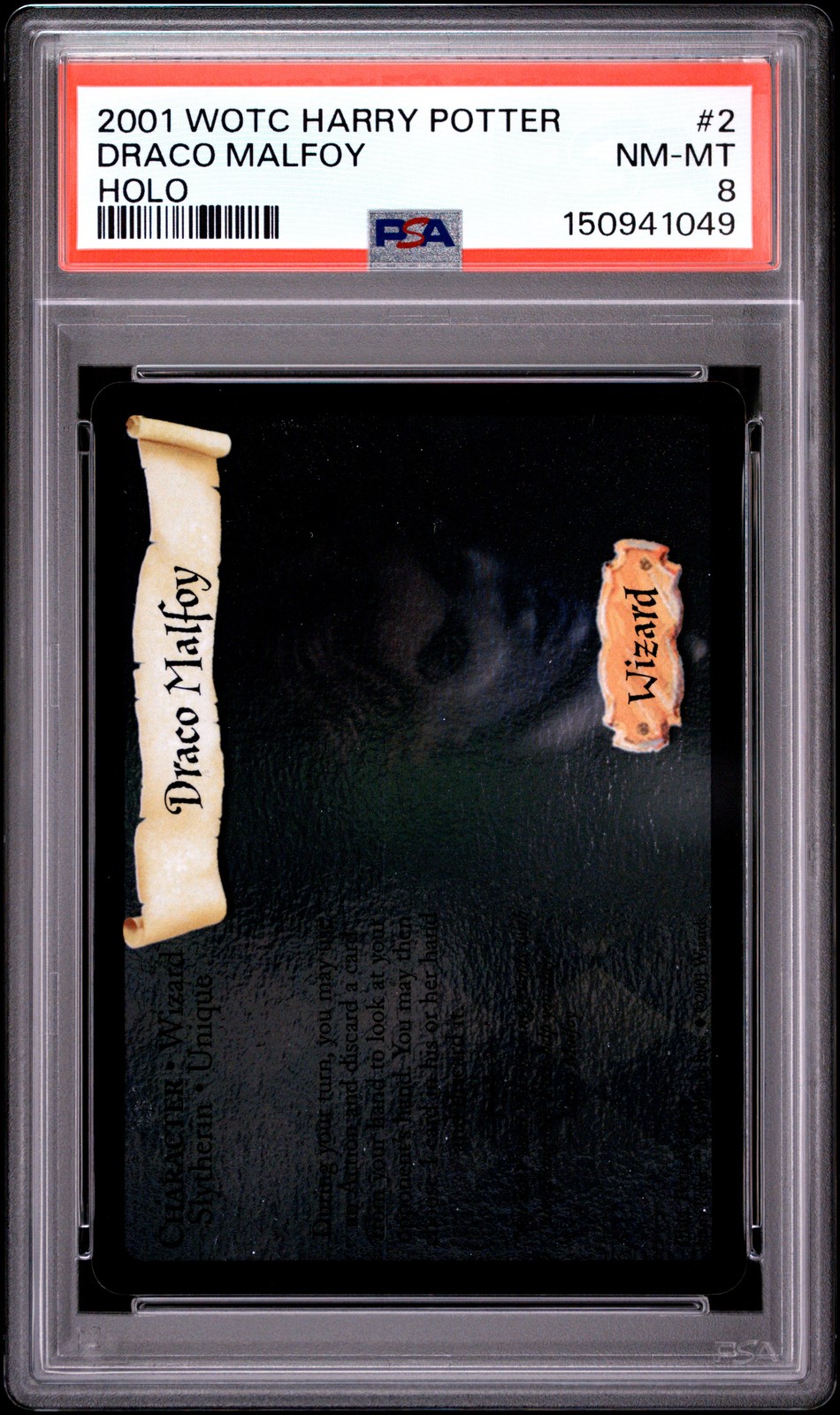 2001 WOTC HARRY POTTER HOLO #2 DRACO MALFOY PSA 8