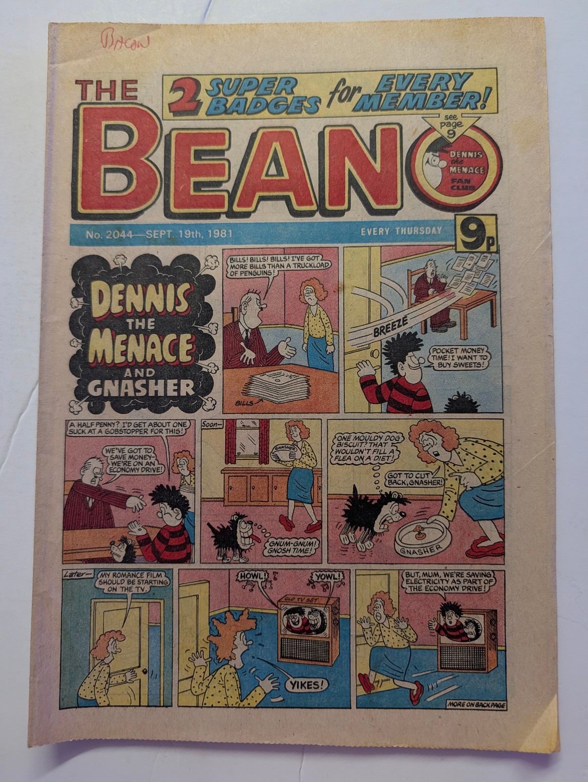 Beano Comic No 2044, September 19th 1981.