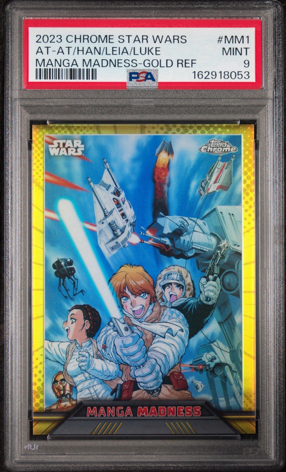 2023 TOPPS CHROME STAR WARS MANGA MADNESS #MM1 AT-AT/HAN/LEIA/LUKE 02/50 PSA 9