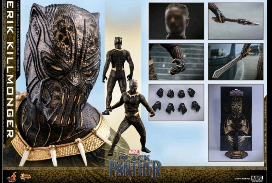 1/6 Hot Toys MMS471 Marvel Black Panther Erik Killmonger Figura da Collezione NUOVO