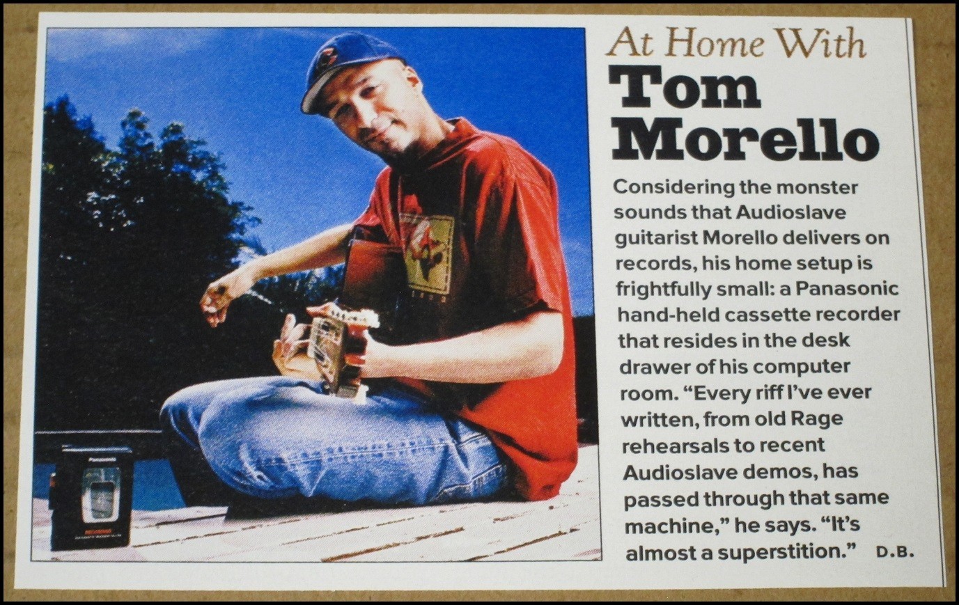 2003 Tom Morello RS Clipping Photo 4"x2.75" Audioslave Rage Against the Machine
