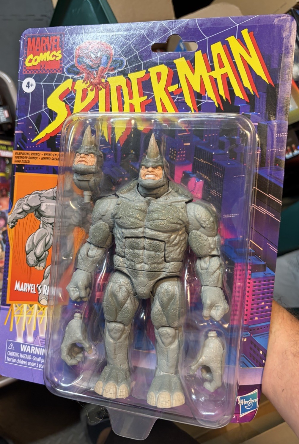 SPIDERMAN RETRO CARDED THE RHINO FIGURE MOC RETRO FIGURE VILLAIN THE RHINO