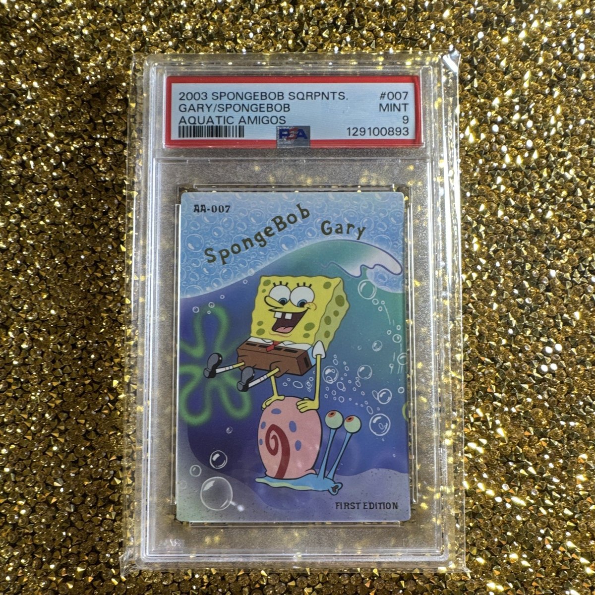 🧽🐌2003 SpongeBob Aquatic Amigos 🐌Gary/🧽SpongeBob AA-007 💥PSA 9 💥🧽🐌📈💵