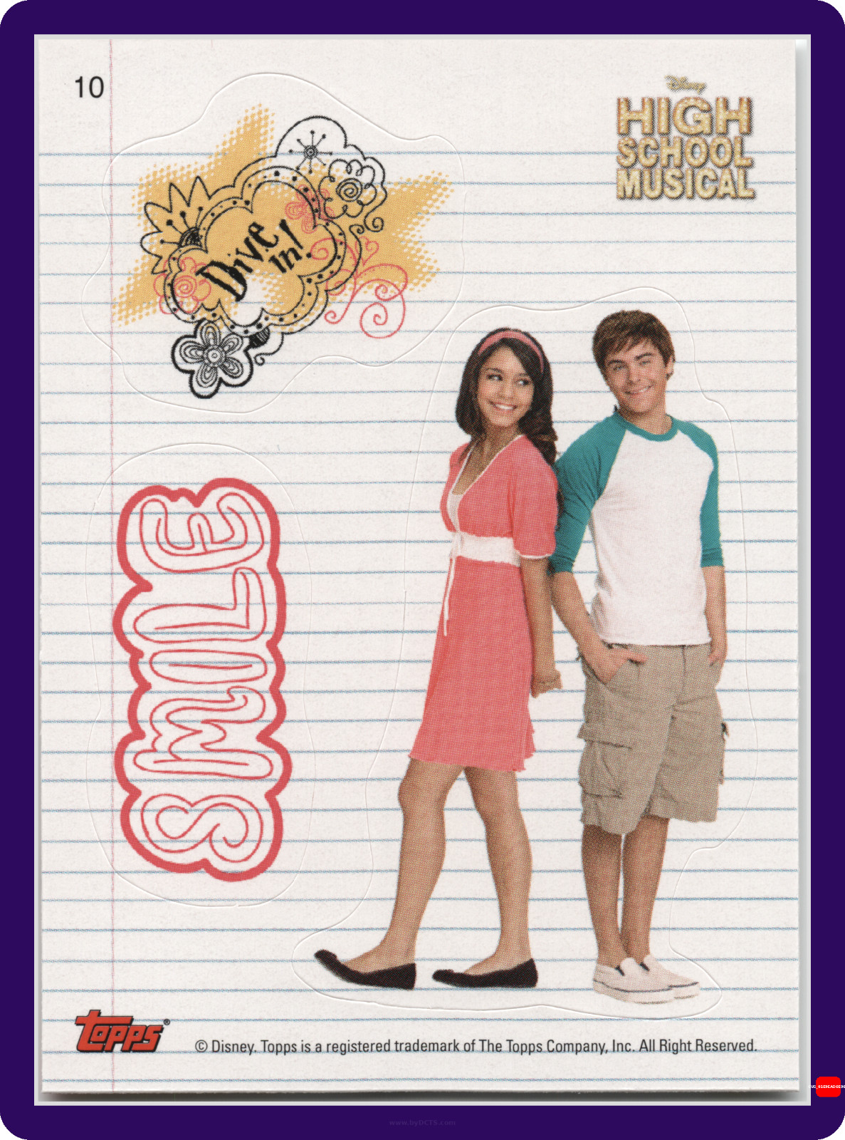 YELLOW BORDER PUZZLE 2008 TOPPS HIGH SCHOOL MUSICAL STICKER ⌁ #10