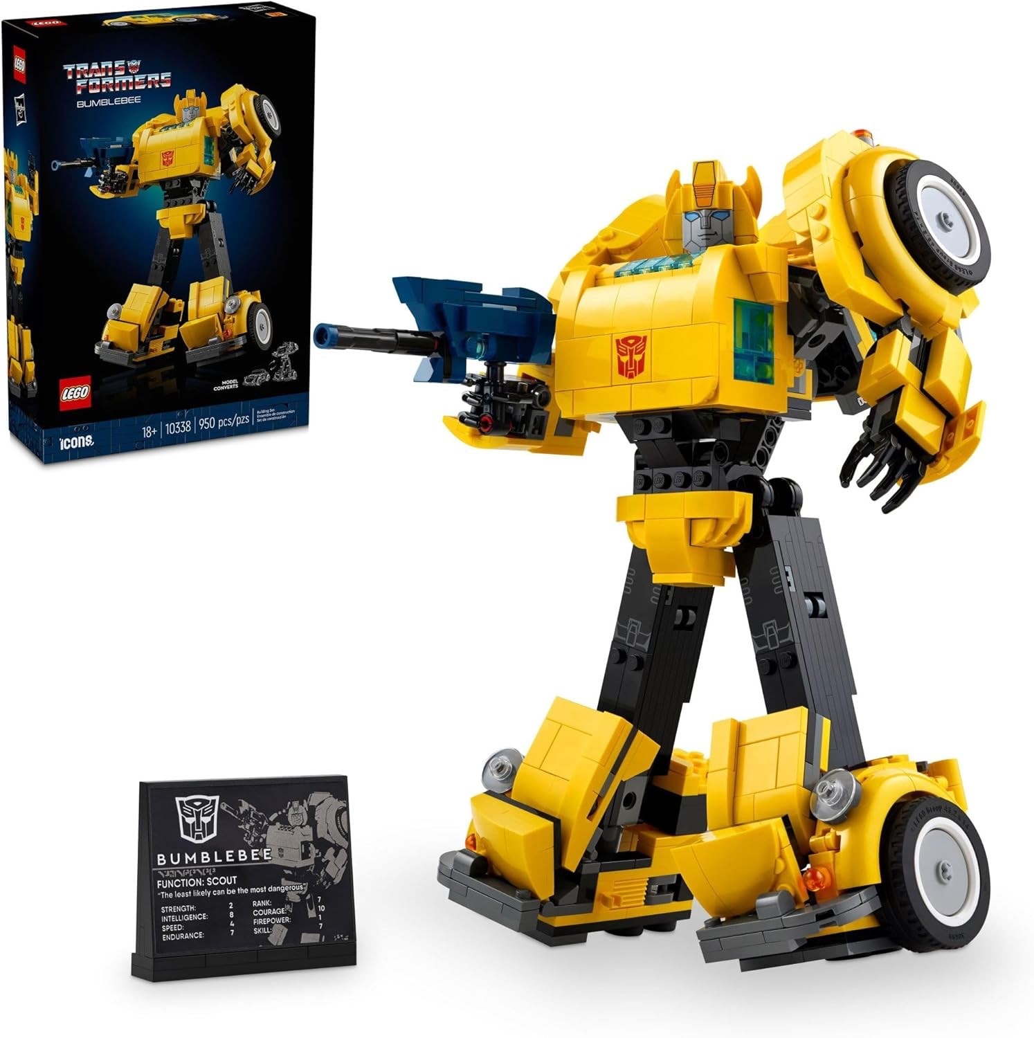 LEGO Icons Transformers Bumblebee Action Figure, Regalo Robot da Collezione 10338