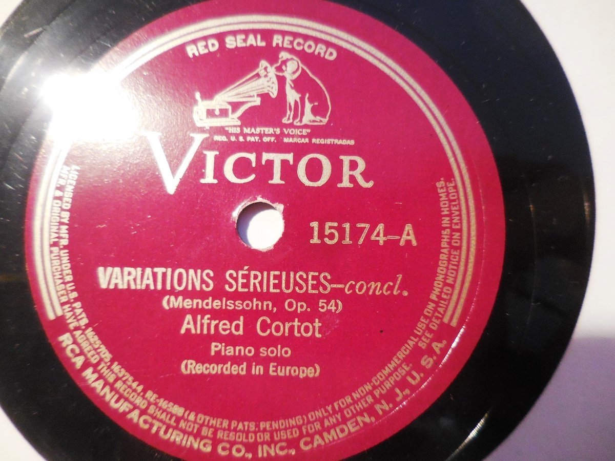 1937 ALFRED CORTOT PIANO Mendelssohn Variations Serieuses Op 54 VICTOR 15173 /4