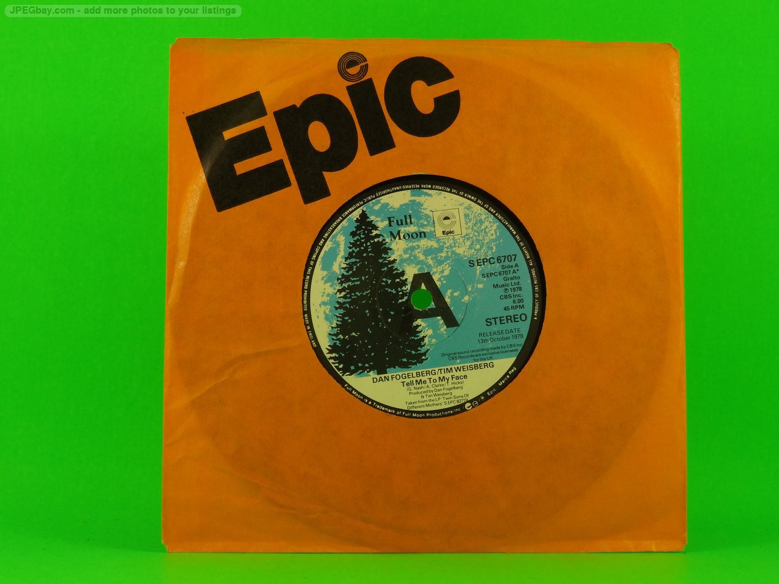 FOGELBERG,DAN TELL ME TO MY FACE (company sleeve) (2) (137) 7" FULL MOON