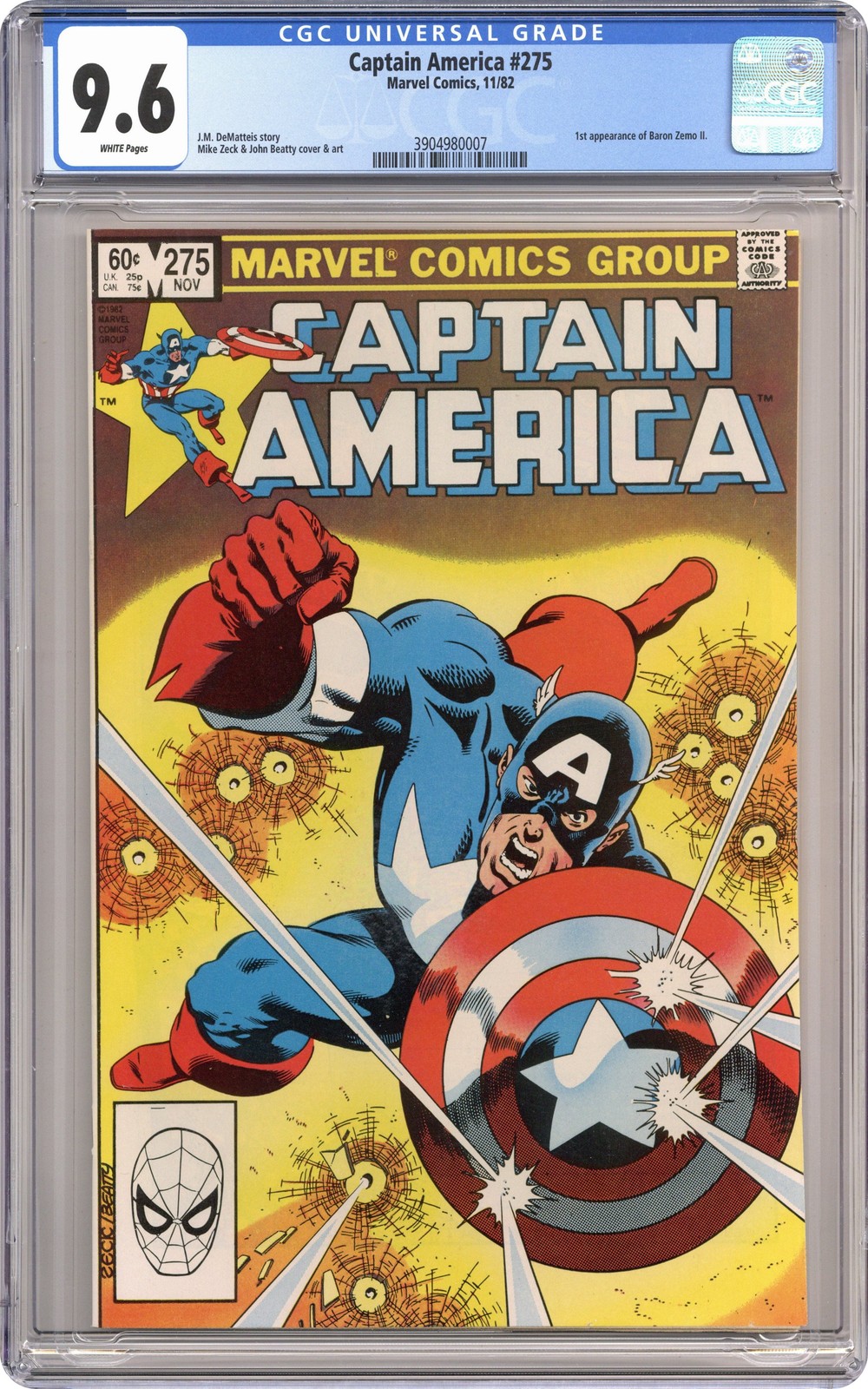 Captain America #275D CGC 9.6 1982 3904980007 1° App. Secondo Barone Zemo