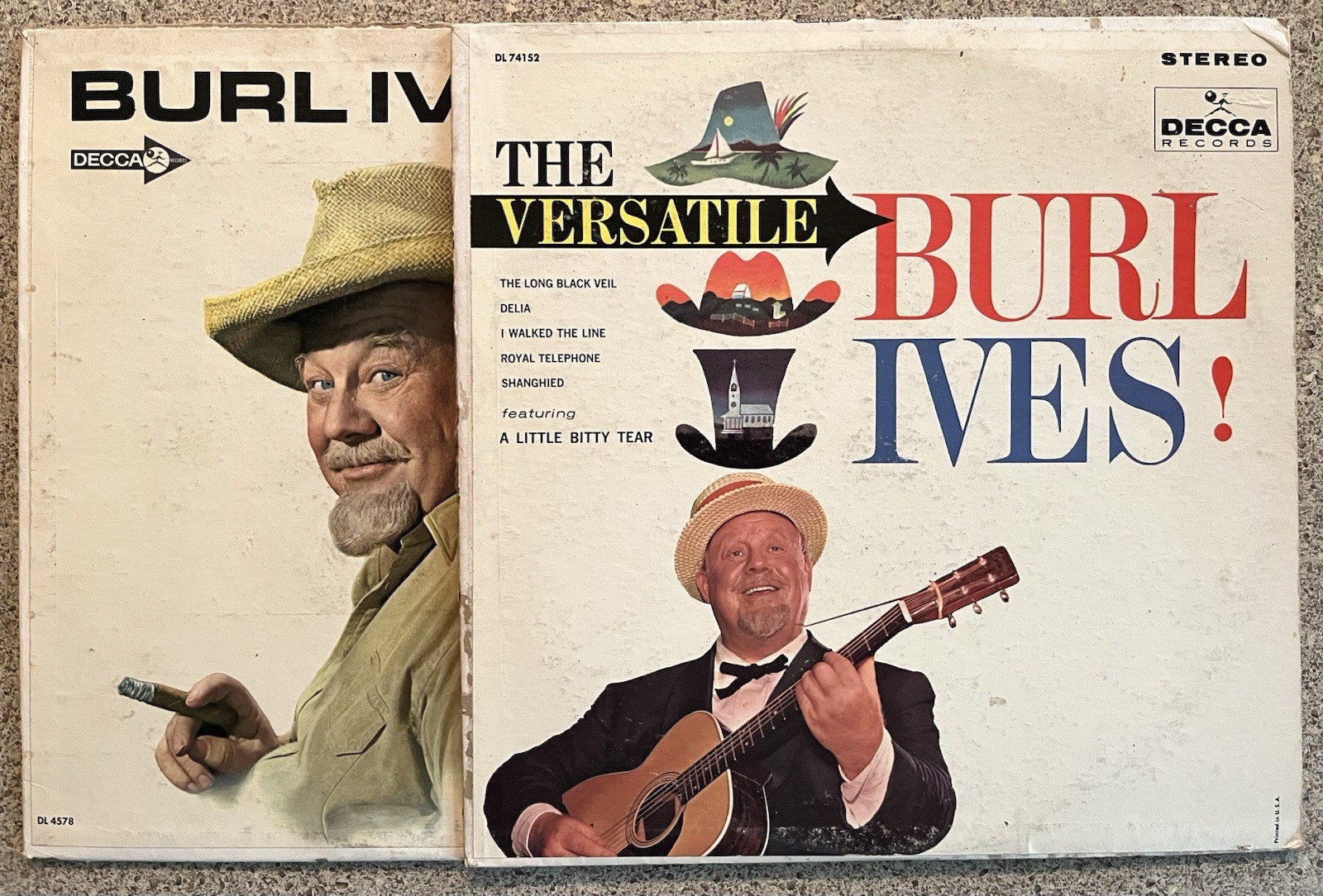 Burl Ives Sings & Versatile 2x Vinyl LP Record Lot Decca Vintage Tested