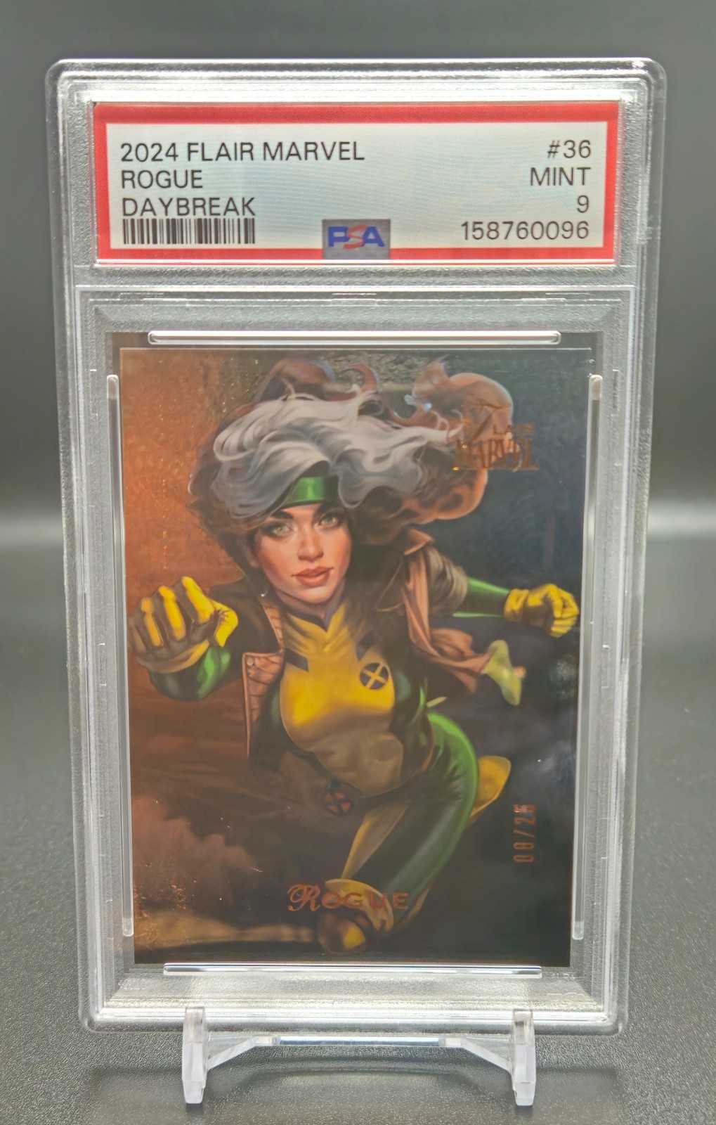 2024 Marvel Flair Rogue Daybreak Parallelo /25 PSA 9