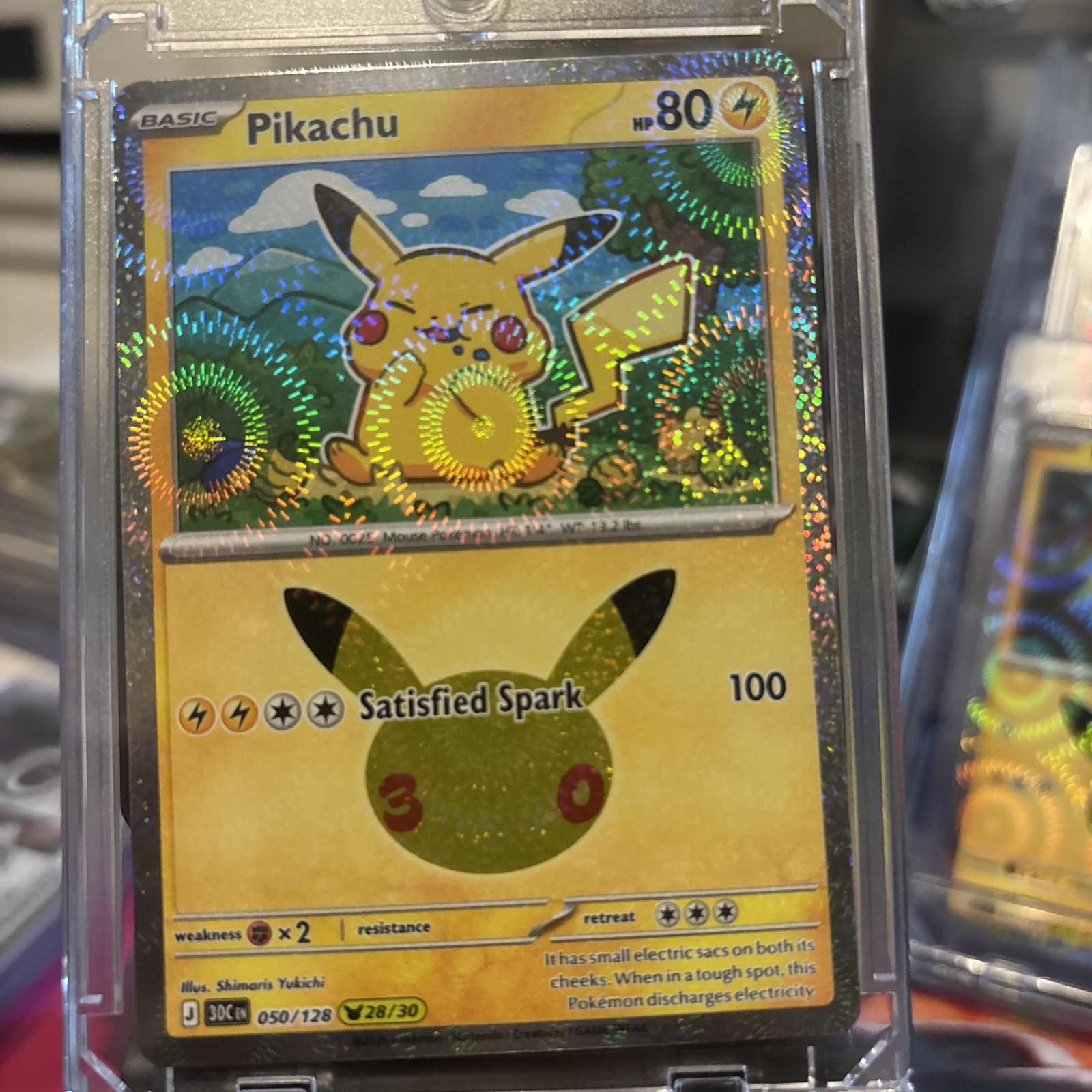 Pokémon 30° Celebrazione Pikachu 050/128 28/30 Fuochi d'artificio Holo