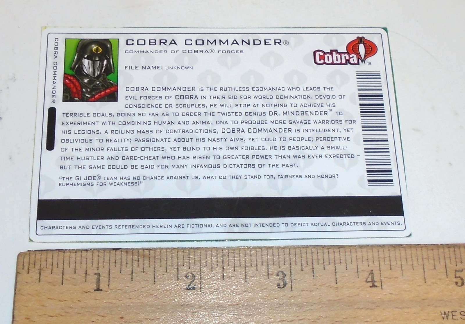 Scheda d'identità G I JOE Filecard 2004 Cobra Commander V17 (versione confezione da 2)