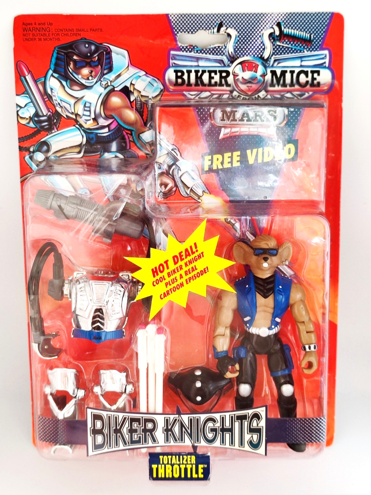 1994 GALOOB BIKER TOPI DI MARTE CAVALIERI TOTALIZZATORE ACCELERATORE + VIDEO VHS - MOSC