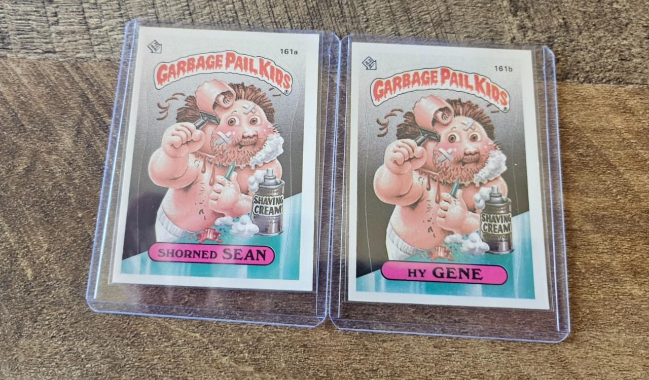 1986 Topps Garbage Pail Kids ~Series 4~ #161a Shorned Sean/#161b Hy Gene