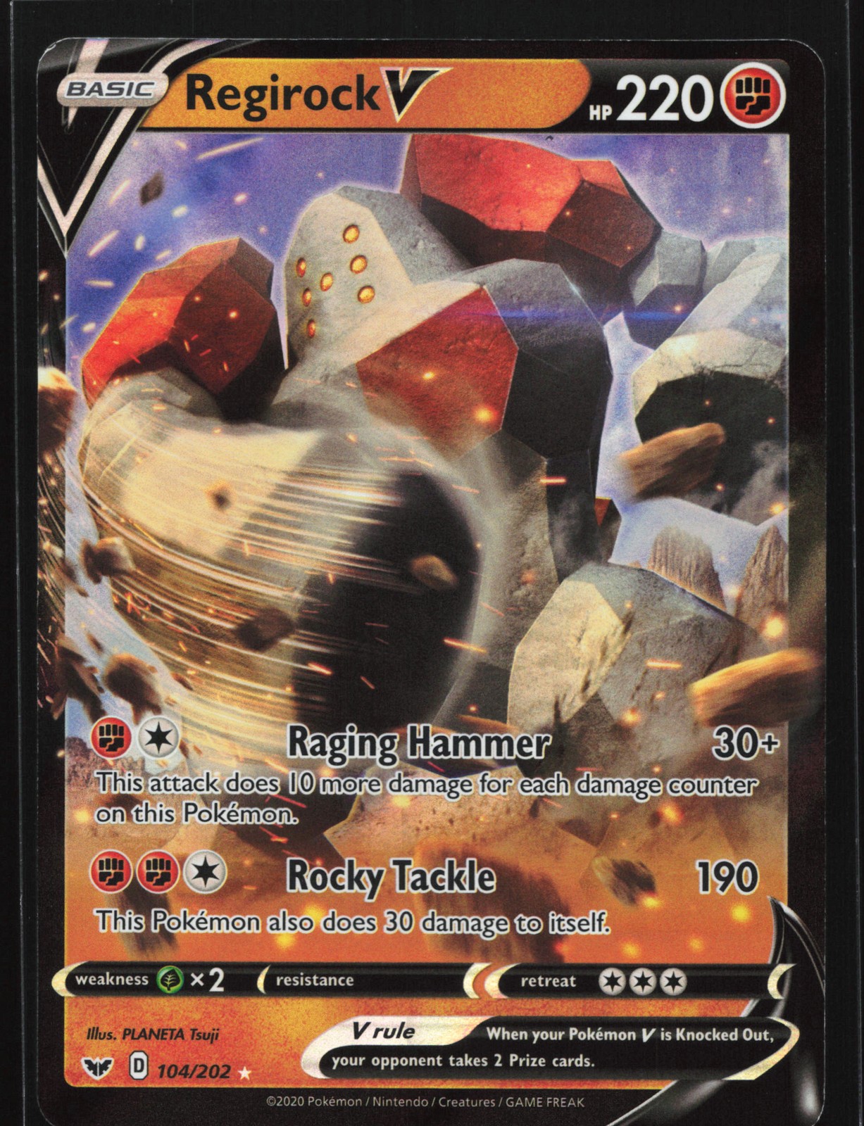 Regirock V 104/202 SWSH01: Set Base Spada e Scudo Carta Pokemon Ultra Rara