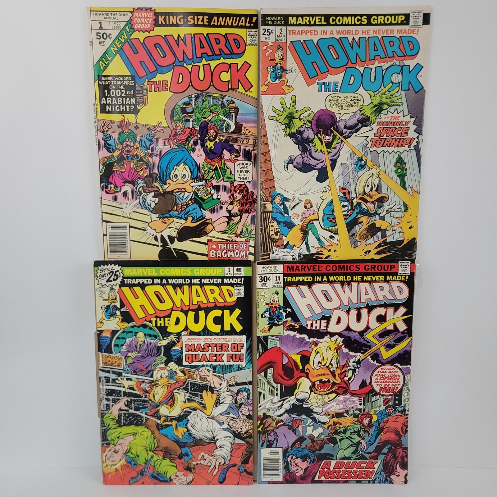 Lotto 4 fumetti Howard the Duck Marvel Annual 1 #2 #3 #14 (1977) Edicola