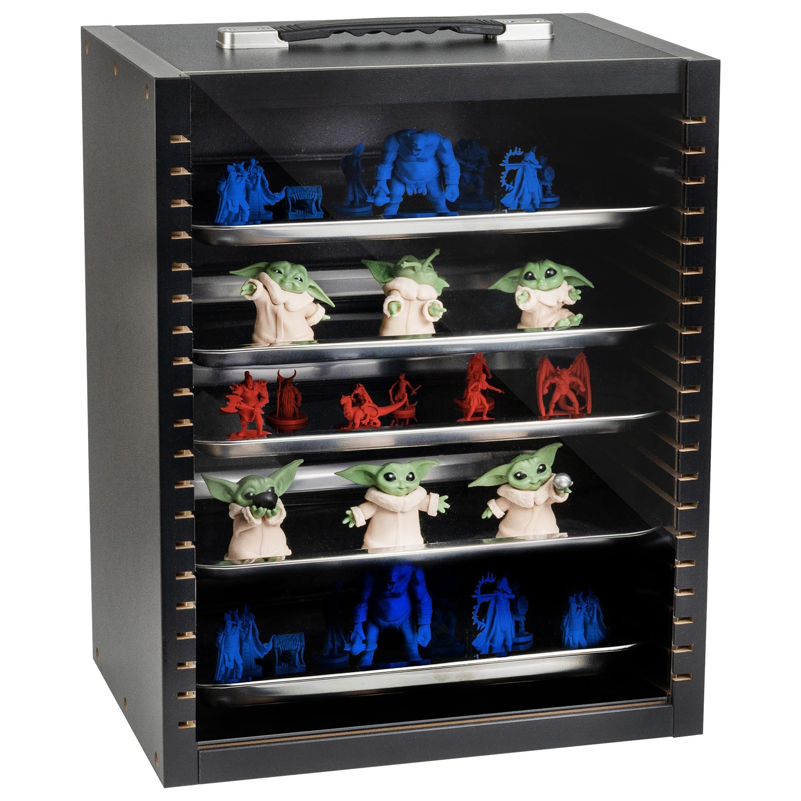 Valigetta Miniature per Collezionabili Vetrina Porta e Figure Nero Poliuretano