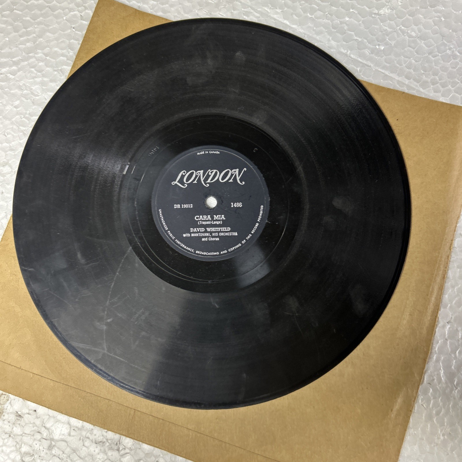 David Whitfield How When Or Where/Cara Mia MANTOVANI London 78