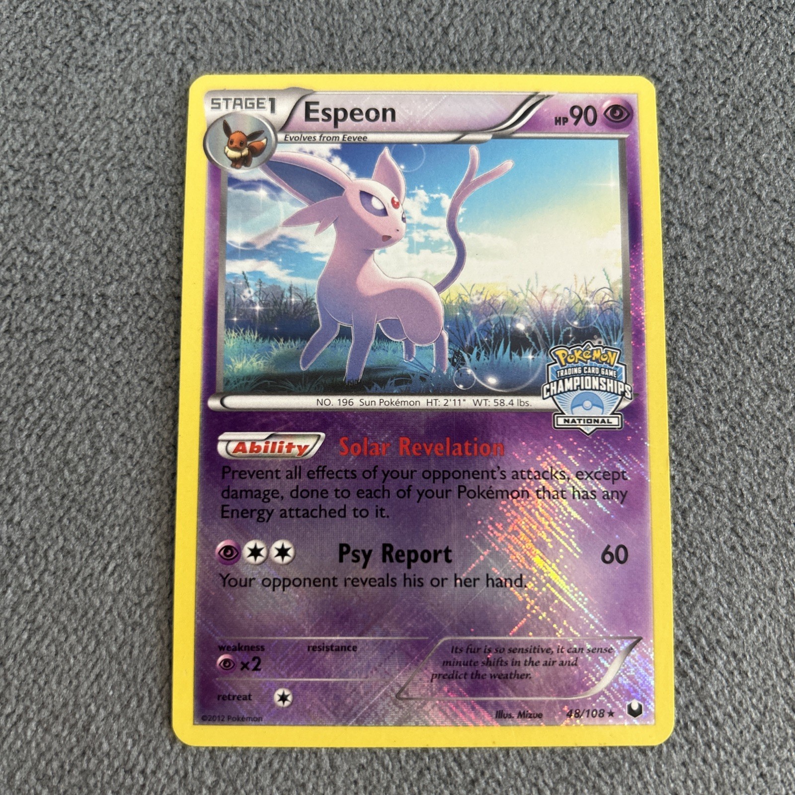 Pokemon Card Espeon 48/108 National Championships Promo Holo DEX Holo 2012
