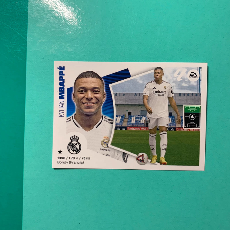 Mbappe último fichaje número 20 del Real Madrid cromo liga este 24-25 2024-2025