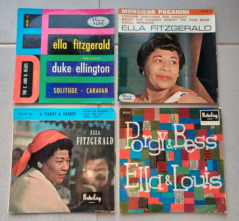 Lot de 4 disques vinyle 45t Ella Fitzgerald années 60 années 60