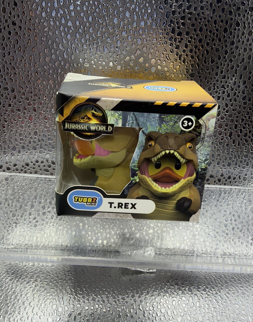 TUBBZ Mini T-Rex Jurassic Park Rubber Duck Figura in vinile da collezione - NUOVO