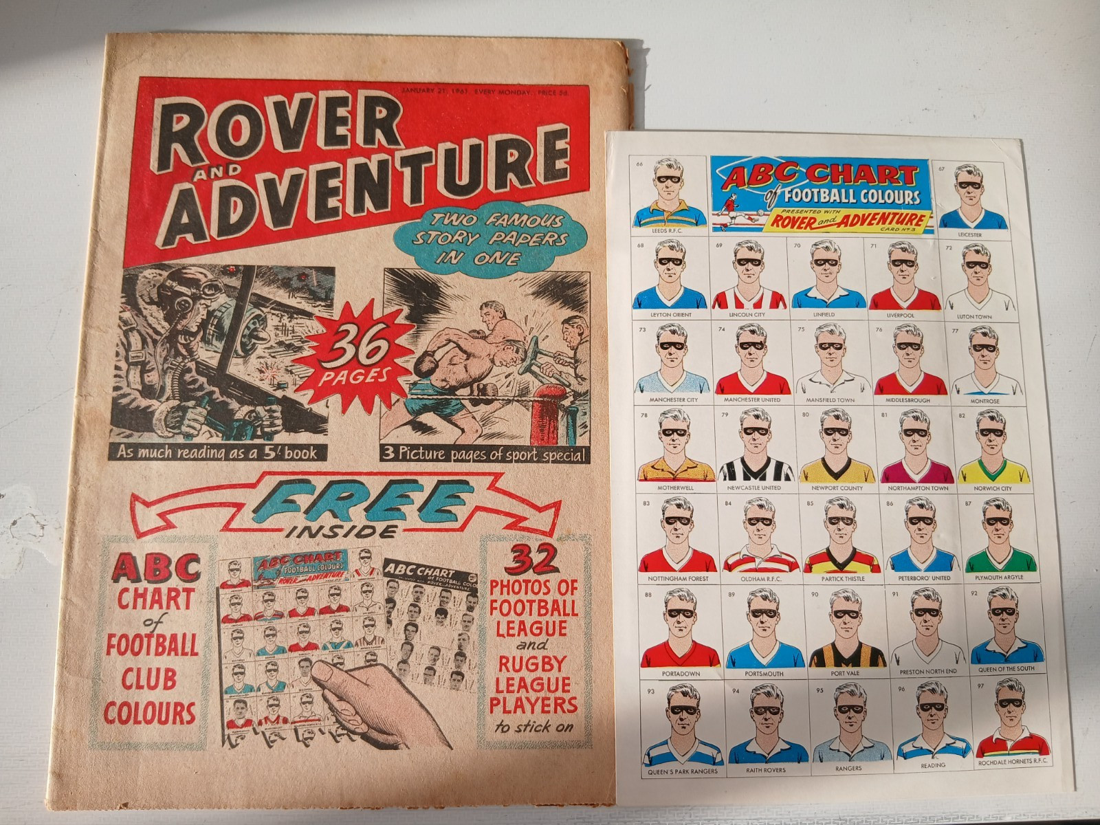 THE ROVER AND ADVENTURE COMIC WITH FREE GIFT  1ST COMBINED ISSUE  JAN 21ST  1961