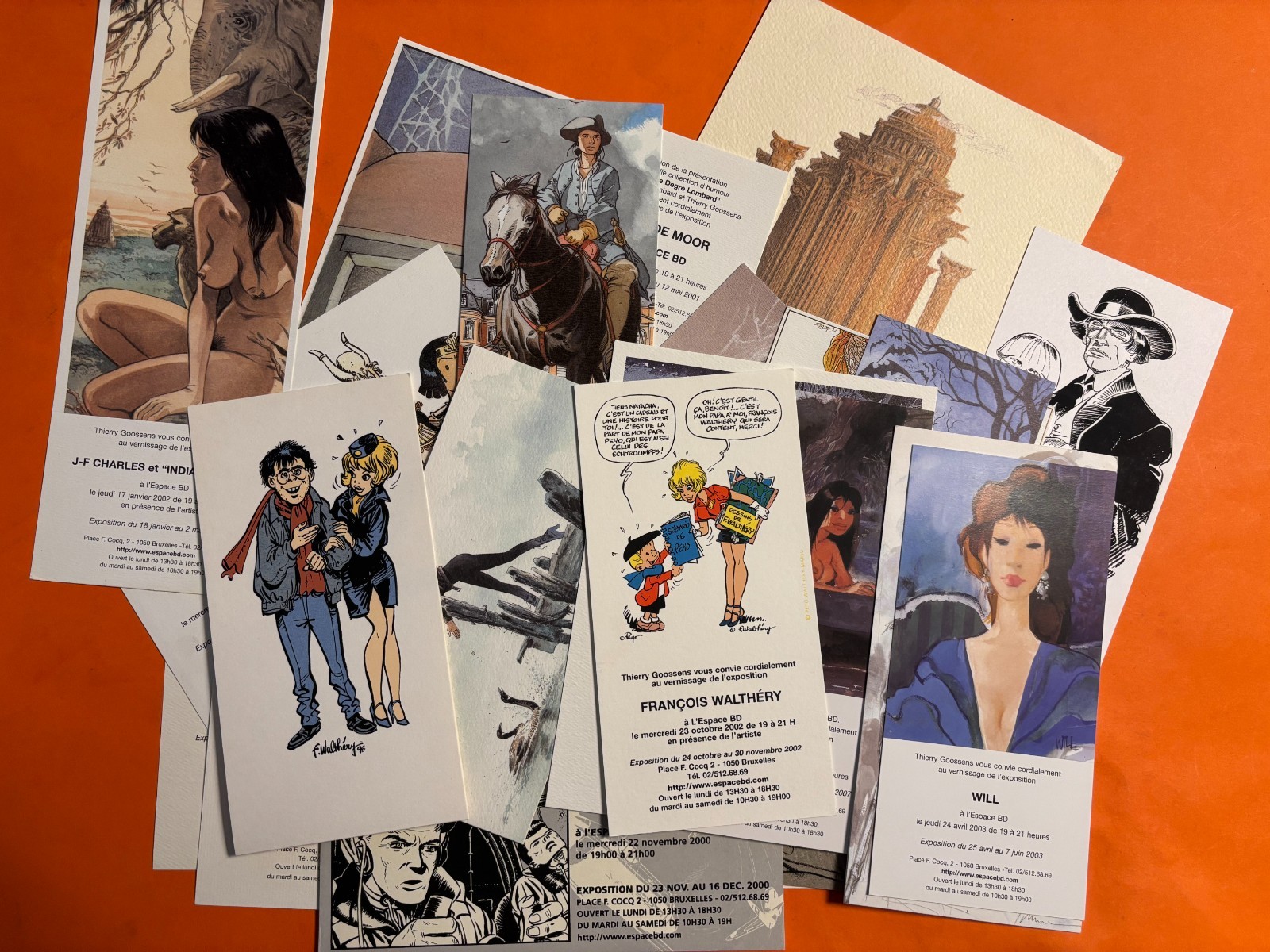 LOT 23 CARTONS INVITATIONS ESPACE BD CHALAND BERTHET WILL WALTHERY SCHUITEN NEUF