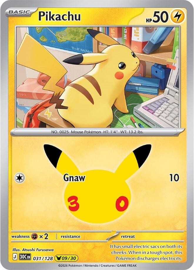 Pikachu 30° anniversario 31/128 09/30 quasi nuovo