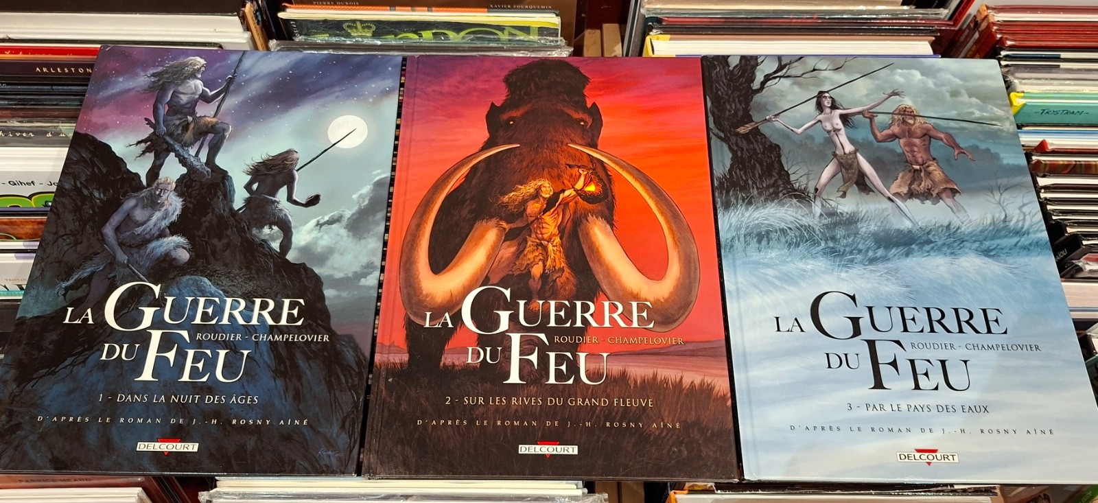 La Guerre du Feu T.1/2/3 _ Roudier _Delcourt  1ère éd° 2012 / Dédicacés