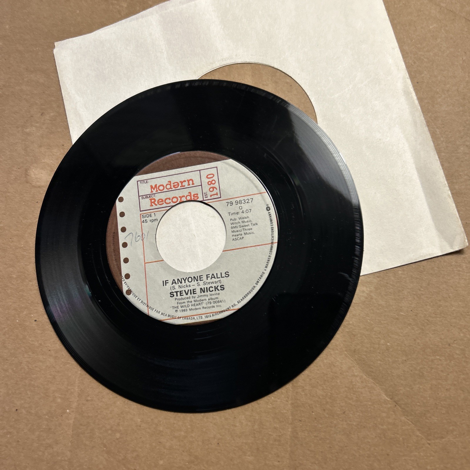 Stevie Nicks If Anyone Falls/Wild Heart 1983 Modern Records 45