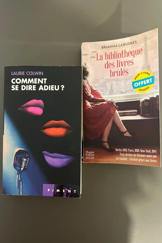 Lot 2 livres : La bibliothèque des livres brûlés + Comment se dire adieu ?