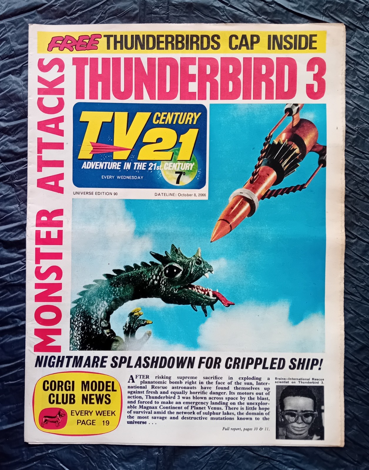 TV Century 21 comic #90 (08/10/1966). Flat/clean/complete. VG/FN
